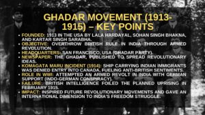 Revolutionary Movement -Ghadar Movement 